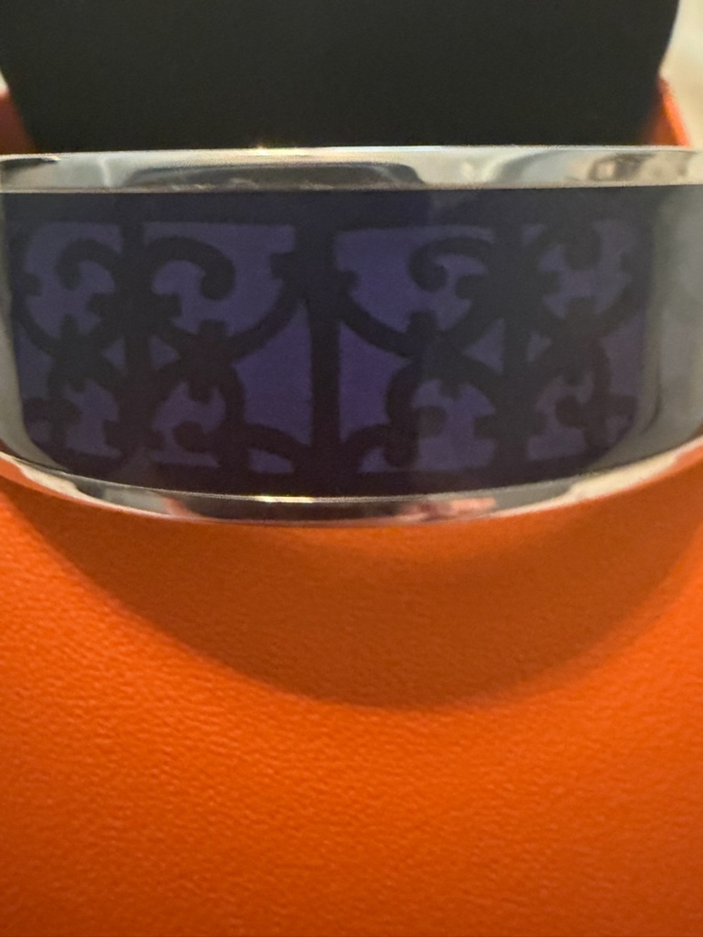Hermes Purple Enamel Cuff with Silver Trim